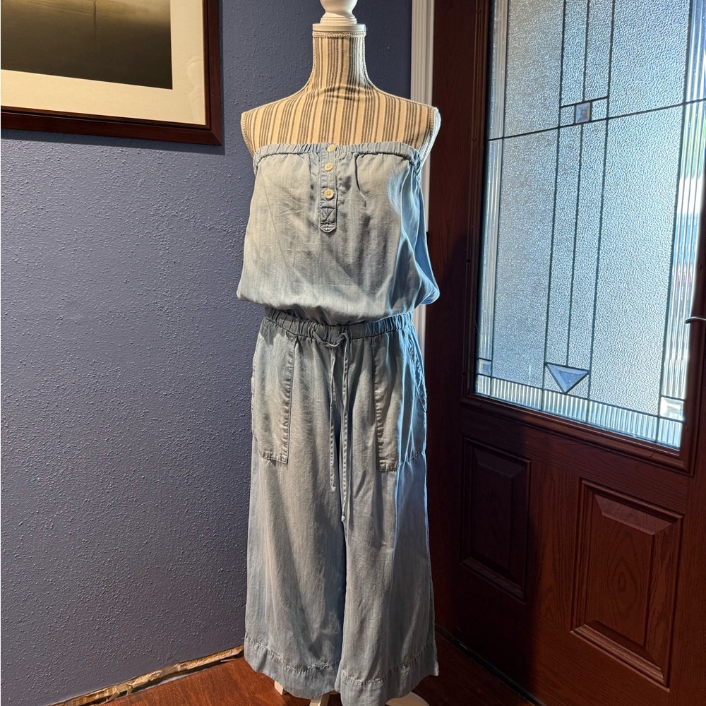 Cloth & Stone Strapless Chambray Jumpsuit